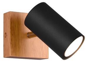 Trio Leuchten 812400132 MARLEY wood black - Nástěnné nebo stropní bodové svítidlo v černé barvě se dřevěnou monturou 1 x GU10 (Nástěnná nebo stropní bodovka na kloubu, bez vypínače)