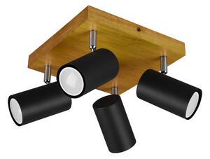 Trio Leuchten 812400432 MARLEY wood black - Stropní bodové svítidlo v černé barvě se dřevěnou monturou 4 x GU10 (Stropní čtyřbodovka s naklápěcími hlavami)