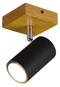 Trio Leuchten 812400132 MARLEY wood black - Nástěnné nebo stropní bodové svítidlo v černé barvě se dřevěnou monturou 1 x GU10 (Nástěnná nebo stropní bodovka na kloubu, bez vypínače)
