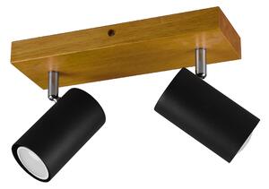 Trio Leuchten 812400232 MARLEY wood black - Stropní bodové svítidlo v černé barvě se dřevěnou monturou 2 x GU10 (Stropní bodovka s naklápěcími hlavami)