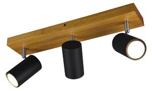 Trio Leuchten 812400332 MARLEY wood black - Stropní bodové svítidlo v černé barvě se dřevěnou monturou 3 x GU10 (Stropní trojbodovka s naklápěcími hlavami)