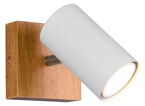 Trio Leuchten 812400131 MARLEY wood white - Nástěnné nebo stropní bodové svítidlo v bílé barvě se dřevěnou monturou 1 x GU10 (Nástěnná nebo stropní bodovka na kloubu, bez vypínače)