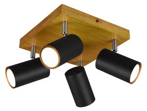 Trio Leuchten 812400432 MARLEY wood black - Stropní bodové svítidlo v černé barvě se dřevěnou monturou 4 x GU10 (Stropní čtyřbodovka s naklápěcími hlavami)