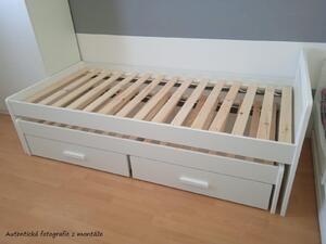 Dětská postel z masivu borovice TIESTO s přistýlkou a šuplíky - 200x90 cm - bílá