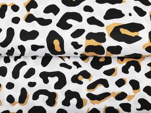 Bavlněná látka/plátno Sandra SA-409 Leopardí vzor na bílém - šířka 160 cm