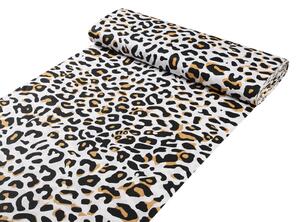 Bavlněná látka/plátno Sandra SA-409 Leopardí vzor na bílém - šířka 160 cm