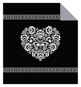DETEXPOL Přehoz na postel Srdce černá Polyester, 170/210 cm