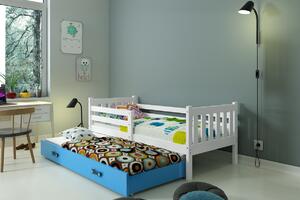 BMS Group Dětská postel s výsuvnou přistýlkou CARINO 190x80 bílá Barva šuplíku: Modrá