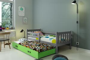 BMS Group Dětská postel s výsuvnou přistýlkou CARINO 190x80 grafit Barva šuplíku: Zelená