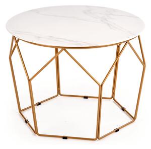 Konferenční stolek MODASUN bílý mramor/zlatá