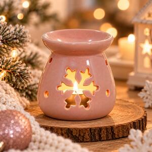 Vánoční aroma lampa růžová vločka 8 cm 9000317