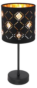 Globo 15448T ABBEY - Černá stolní textilní lampa, 1x E14 (Stolní lampa nejen k posteli)