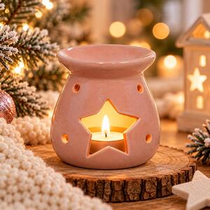 Vánoční aroma lampa růžová hvězda 8cm 9000316