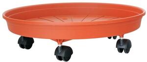 Podložka pod květináč ICS MARGHERITA 35 cm, kulatá, vozík s kolečky, terakota