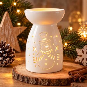 Vánoční porcelánová aroma lampa sněhulák 14cm 9000349