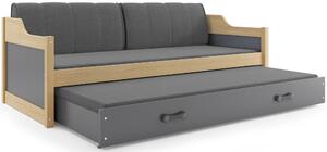 BMS Group Dětská postel s výsuvnou přistýlkou DAVID borovice Velikost postele: 190x80 cm, Barva výplní: Růžová