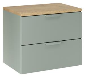 Comad Koupelnová skříňka pod deskové umyvadlo Aster Green 60 zelená mat/dub cremona