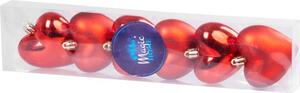 Ozdoba MagicHome Vánoce, 6 ks, srdce, červené, na vánoční stromek, 6 cm