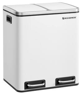 SONGMICS Odpadkový koš na tříděný odpad Bins 30 L bílý