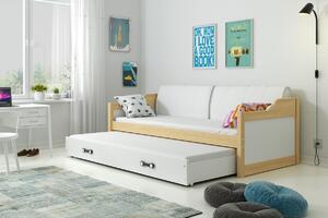 BMS Dětská postel s přistýlkou DAWID | borovice 80 x 190 cm Barva: Růžová