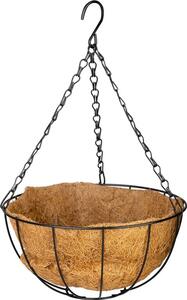 Vešiak Strend Pro, držiak na kvetináč, oceľ/kokos, visiaci, s retiazkou a vešiakom, 25 cm