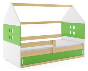 BMS Dětská postel domeček DOMI 1 | borovice s úložným prostorem Barva: Borovice / zelená