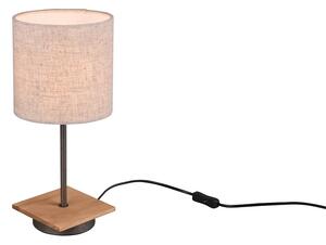 Trio Leuchten 502100130 ELMAU - Stolní lampa se dřevěným prvkem a textilním stínidlem 1 x E14, výška 40cm (Stolní lampička s dřevěným prvkem a vypínačem na kabelu)