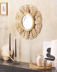 Nástěnné ratanové zrcadlo ve tvaru slunce ⌀ 60 cm béžové PASAKU