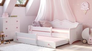 Dětská postel s přistýlkou EMKA II Barva: Bílá / růžový úchyt