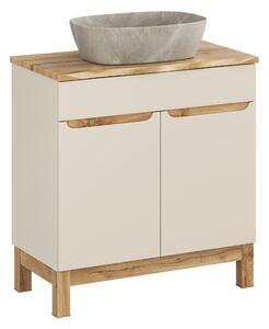 Comad Koupelnová skříňka s deskovým umyvadlem Bali Cashmere 80 kašmír mat/dub wotan