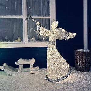 DECOLED Světelný vánoční anděl, 122 cm, ledově bílá, 120 LED diod