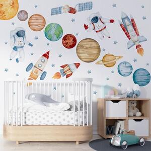 Dětská nálepka na zeď Solar system - planety, astronauti, satelit a rakety Rozměry: L