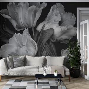 Fototapety Černobílé tulipány ve fotorealistickém stylu, Fototapety květiny, w02557 : uwalls.cz