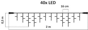 DECOLED LED světelné krápníky Hobby Line, 2x0,5m, teple bílá, 40 diod