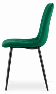 Zelená sametová židle LAVA s černými nohami