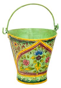 Plechový kbelík, ručně malovaný, 27x27x25cm (2D)