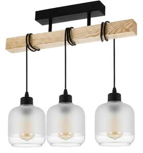 Brilagi - Přisazený lustr WOOD GLASS 3xE27/60W/230V borovice/černá/bílá
