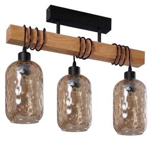 Brilagi - Přisazený lustr WOOD GLASS 3xE27/60W/230V borovice/černá/kouř hnědá