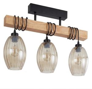 Brilagi - Přisazený lustr WOOD GLASS 3xE27/60W/230V borovice/černá/kouř béžová
