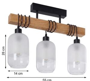 Brilagi - Přisazený lustr WOOD GLASS 3xE27/60W/230V borovice/černá/bílá