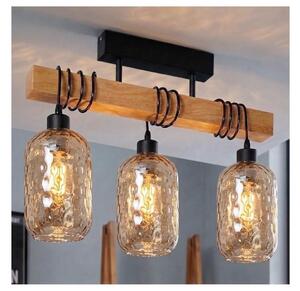 Brilagi - Přisazený lustr WOOD GLASS 3xE27/60W/230V borovice/černá/kouř hnědá