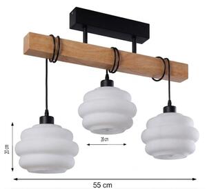 Brilagi - Přisazený lustr WOOD GLASS 3xE27/60W/230V borovice/černá/bílá