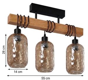 Brilagi - Přisazený lustr WOOD GLASS 3xE27/60W/230V borovice/černá/kouř hnědá