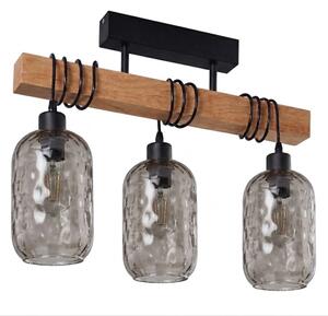 Brilagi - Přisazený lustr WOOD GLASS 3xE27/60W/230V borovice/černá/kouř šedá