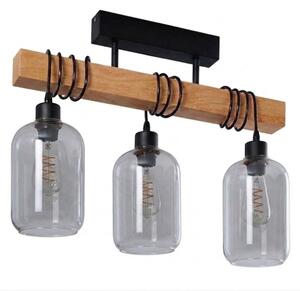 Brilagi - Přisazený lustr WOOD GLASS 3xE27/60W/230V borovice/černá/kouř šedá