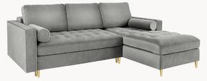 Pětimístná rohová rozkládací pohovka s úložným prostorem Santo Grey & Gold