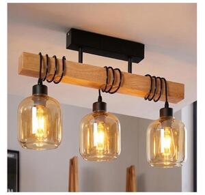 Brilagi - Přisazený lustr WOOD GLASS 3xE27/60W/230V borovice/černá/kouř hnědá