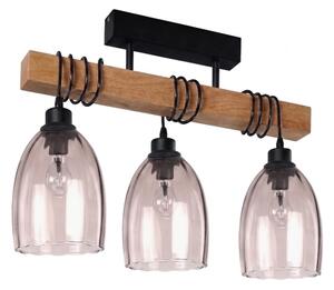 Brilagi - Přisazený lustr WOOD GLASS 3xE27/60W/230V borovice/černá/kouř béžová