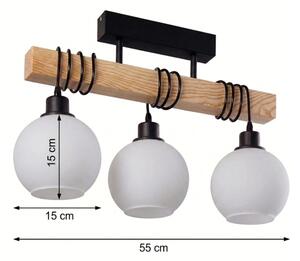 Brilagi - Přisazený lustr WOOD GLASS 3xE27/60W/230V borovice/černá/bílá