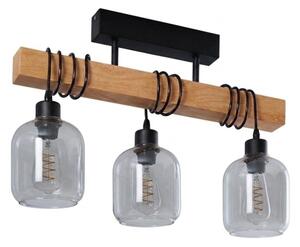Brilagi - Přisazený lustr WOOD GLASS 3xE27/60W/230V borovice/černá/kouř šedá